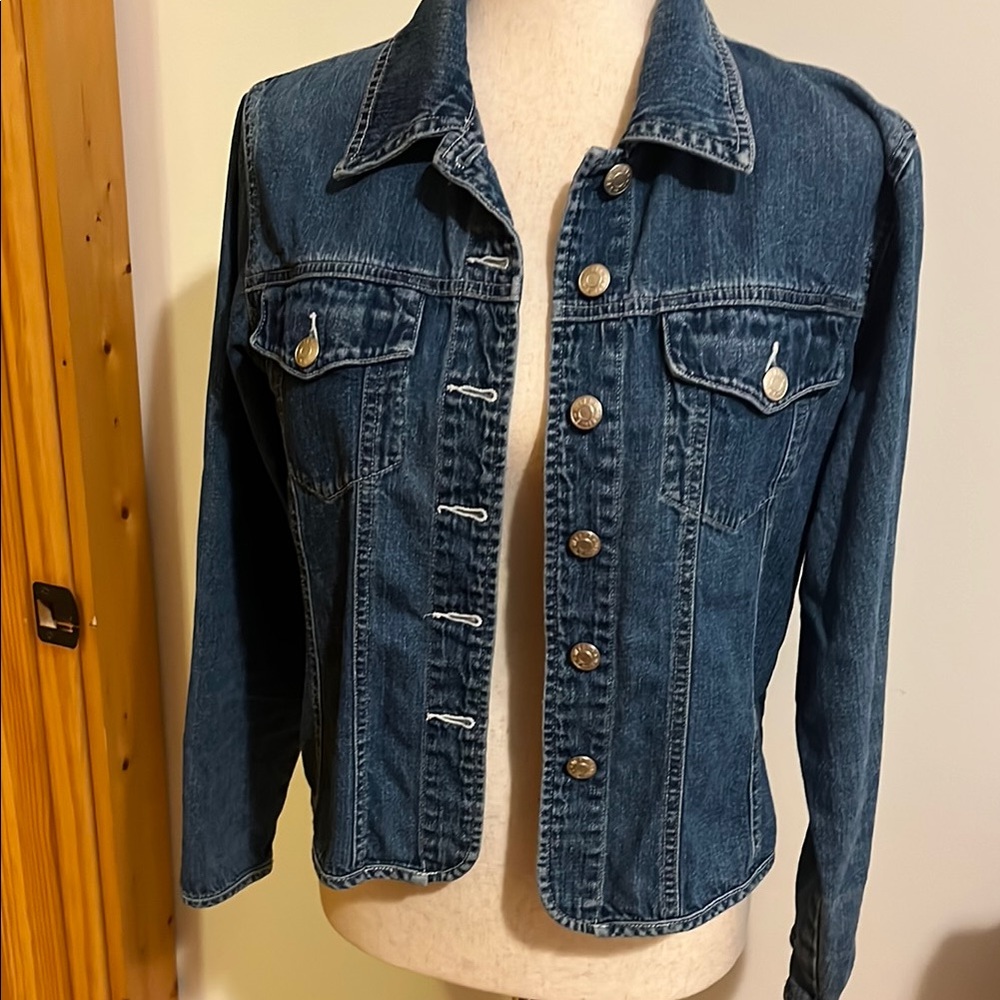 Willi Smith Blue Fitted Jean Jacket with Contrast Stitching